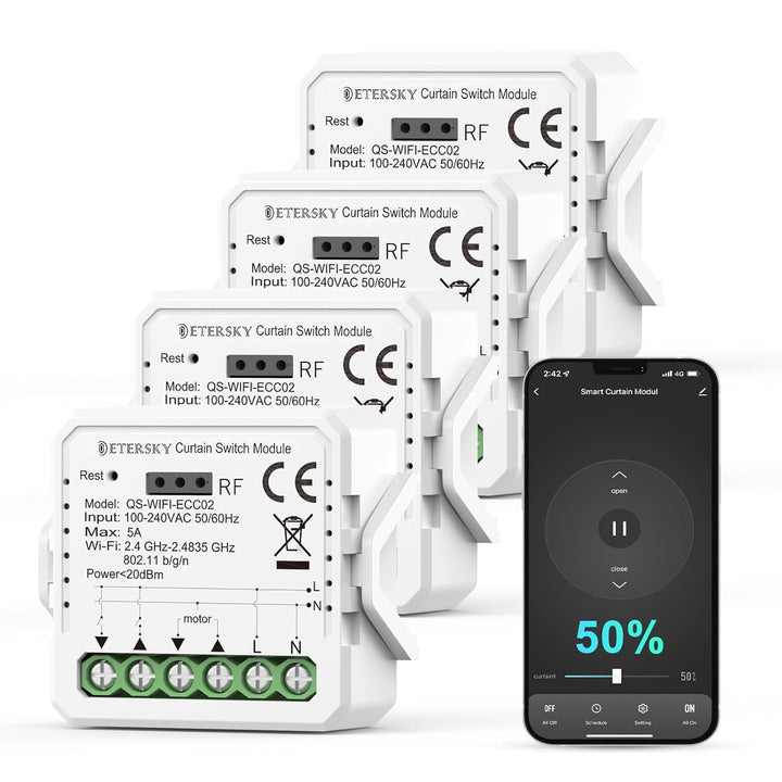 [PROZENT FUNKTION] Wlan Rolladenschalter Modul, Etersky Smart Rolladensteuerung, Wlan Rolladen Schal