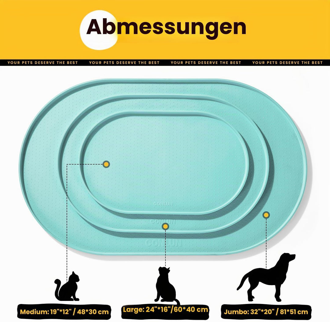 Conlun Napfunterlage Hund,1,2cm Hohe Ränder Futtermatte Katzen zur Vermeidung von Verschüttungen,BPA