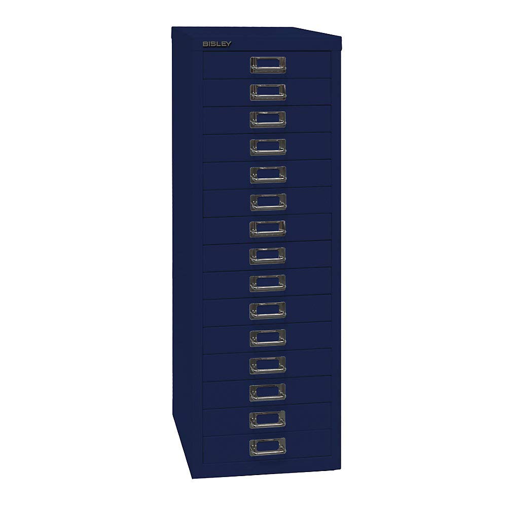 BISLEY MultiDrawer, 39er Serie, DIN A4, 15 Schubladen, Metall, 639 Oxfordblau, 38 x 27.9 x 86 cm