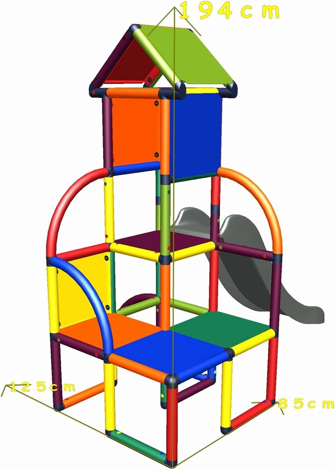 Move and stic Spielturm Toni mit Rutsche – Indoor &amp; Outdoor Kletterturm mit Spielhaus – Modulares Kl