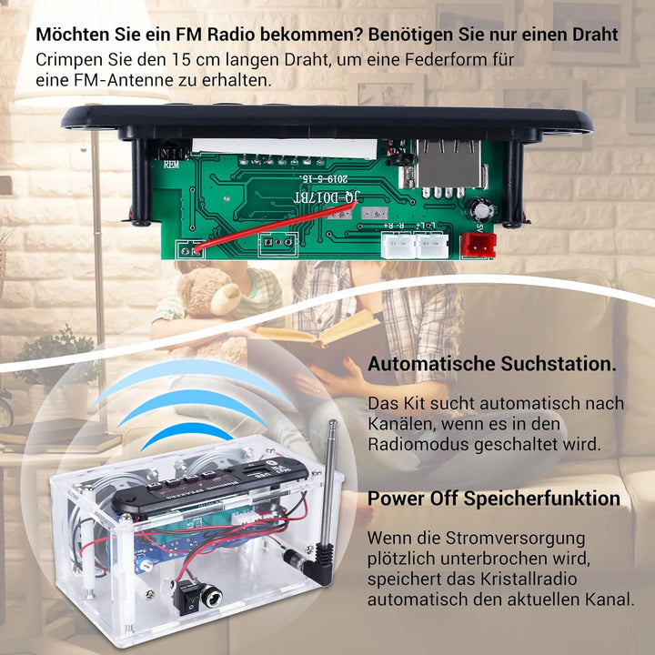 DONGKER DIY Elektronik Lautsprecher Löten Bausatz Bluetooth Kit mit FM Radio, Mini Heimstereo Sound