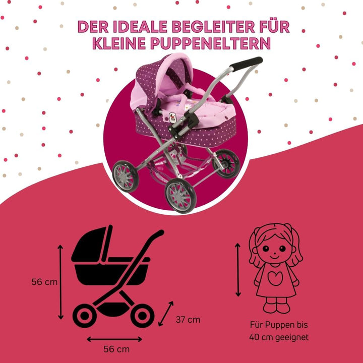 Bayer Chic 2000 555 29 - Kuschelwagen Smarty, für Kinder ab 2 Jahren, Dots Brombeere, lila/rosa