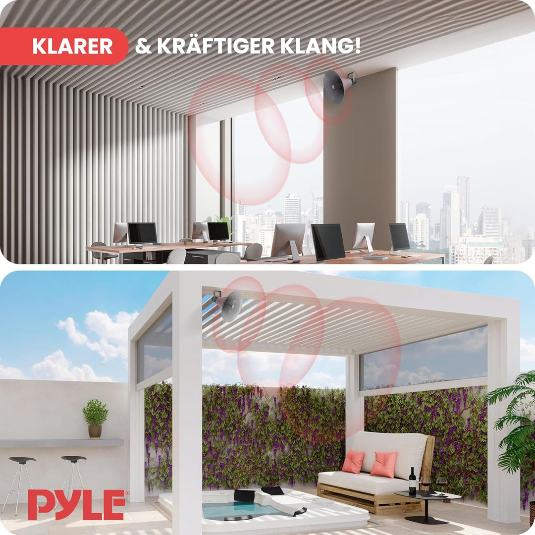 Pyle PA-Hornlautsprecher Innen/Aussen – Kompakter 50 cm Lautsprecher, 100 W, 400 Hz–5 kHz, 16 Ω, 100