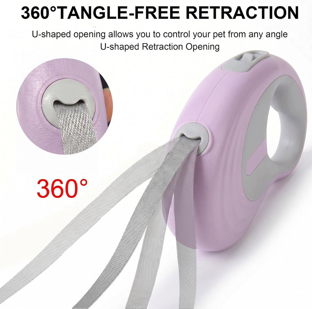 AIITLE Extendable Dog Leads 5m, Hundleine für Hunde bis 15kg, Kein Verheddern, klick & Schloss & Pau