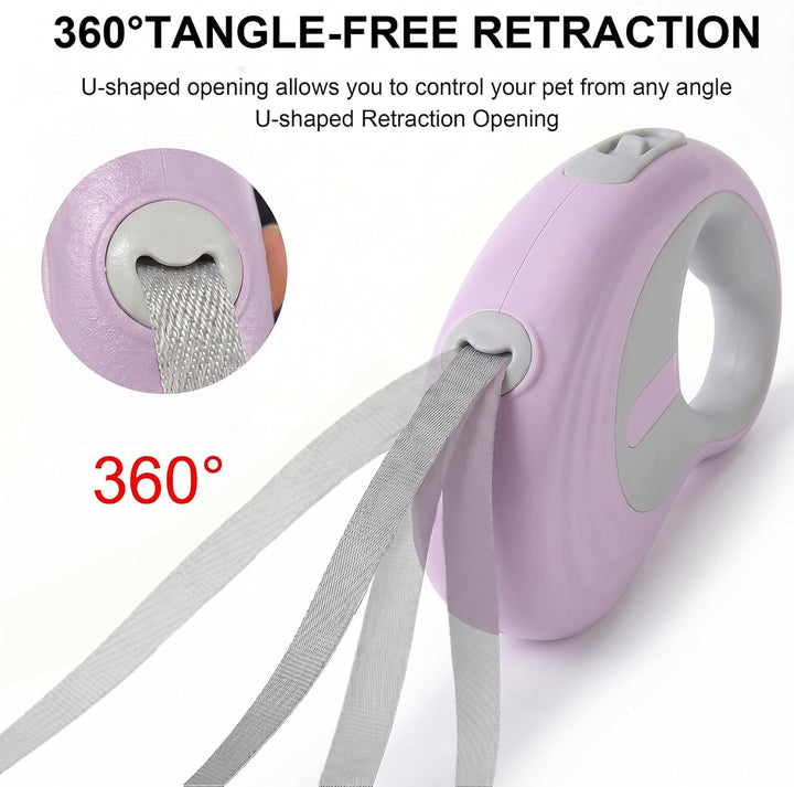 AIITLE Extendable Dog Leads 5m, Hundleine für Hunde bis 15kg, Kein Verheddern, klick & Schloss & Pau