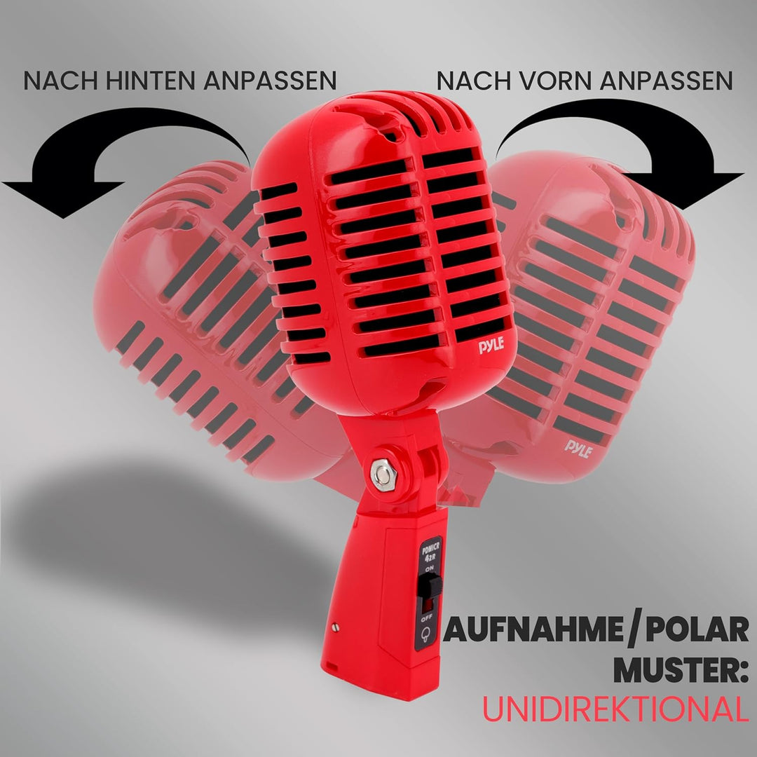 Pyle pdmicr42r Classic Retro Vintage Style Dynamisches Vocal Mikrofon mit 16 FT XLR-Kabel (rot) 8.30