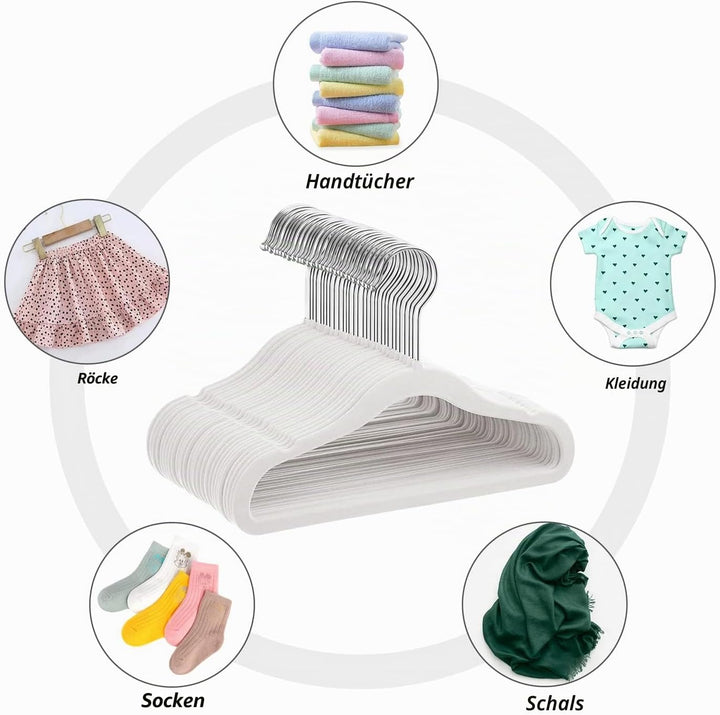 MangoKit 30 Stück Anti-Rutsch-Kinder-Kleiderbügel aus Samt, Ultra-schlanke, platzsparende Baby-Kleid