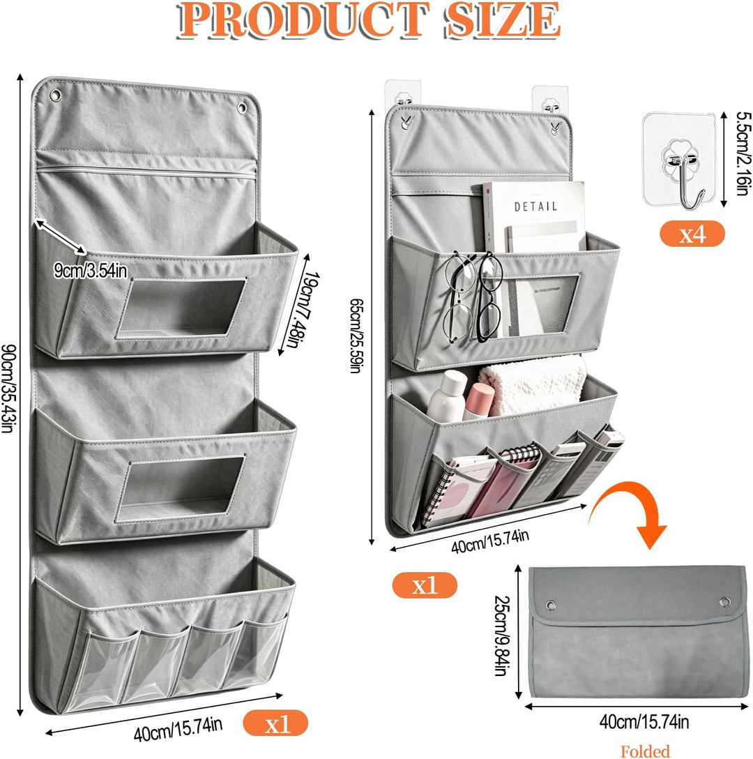 Tür Organizer Hängend Ohne Bohren 2 Stück Grau für Türhinterseit Wand | Wandorganizer, Klebehaken, H
