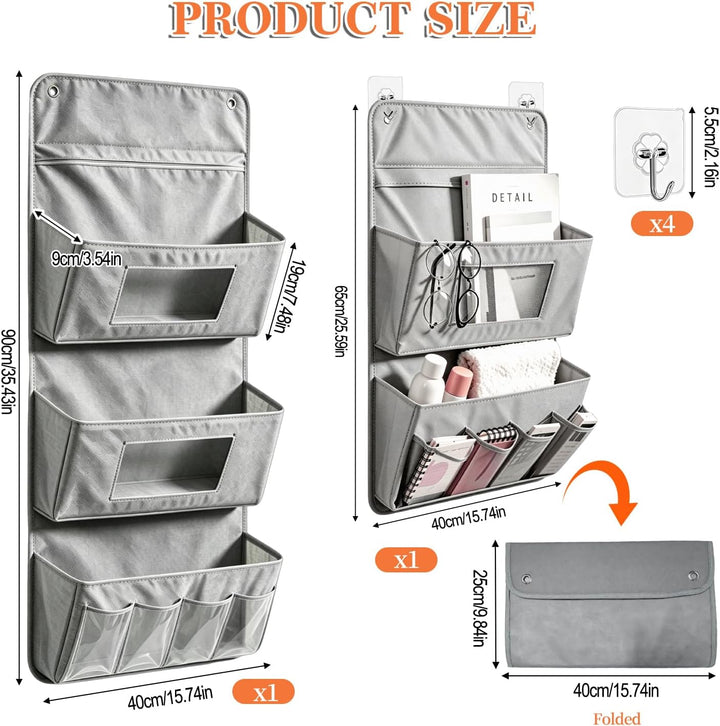 Tür Organizer Hängend Ohne Bohren 2 Stück Grau für Türhinterseit Wand | Wandorganizer, Klebehaken, H