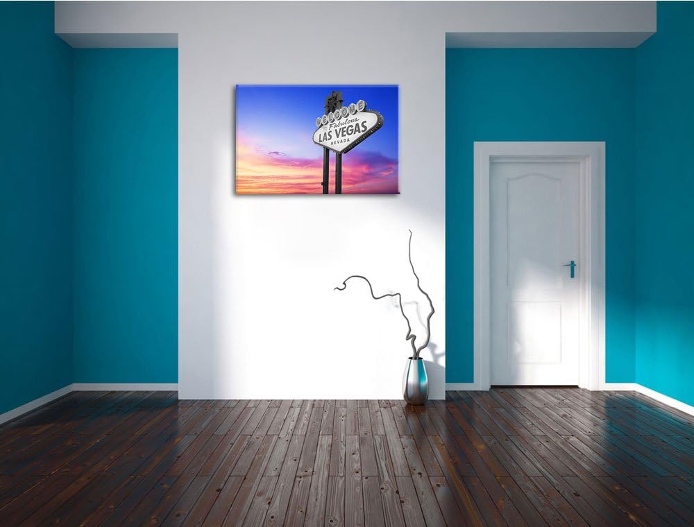 tolles Las Vegas Schild schwarz/weiss Format: 100x70 auf Leinwand, XXL riesige Bilder fertig gerahmt