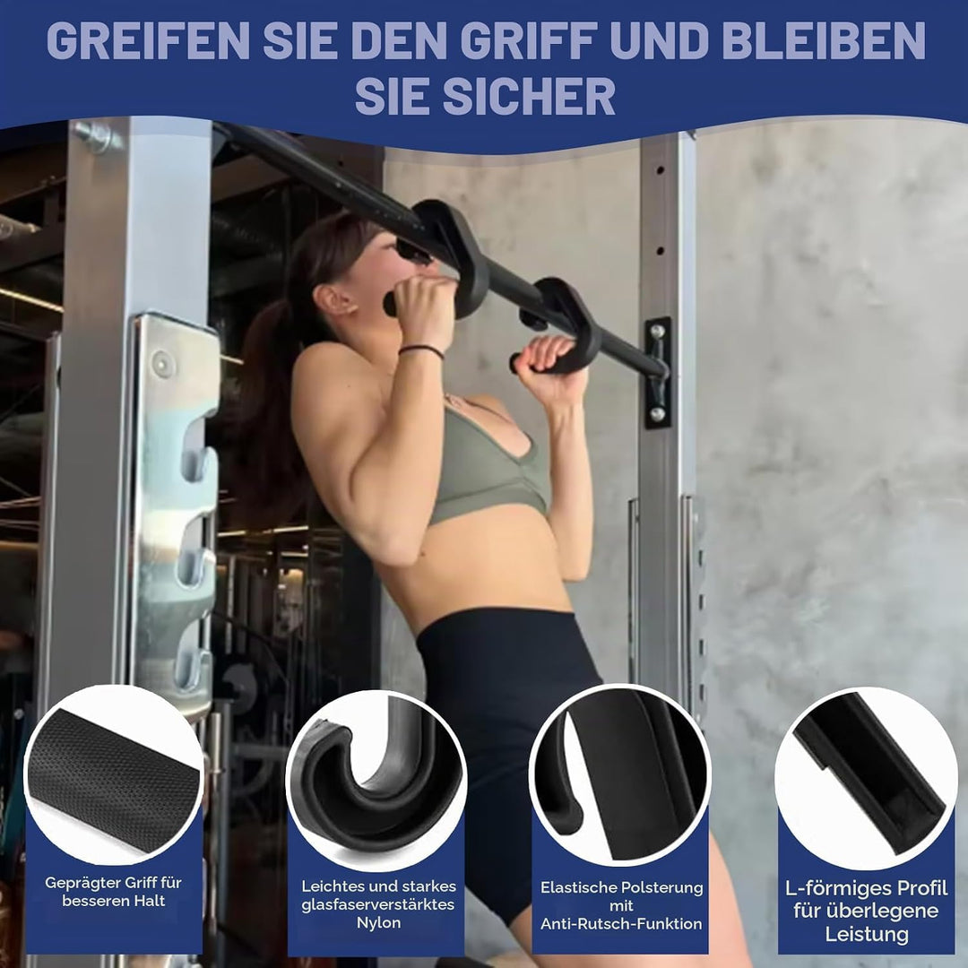 2 Stück Double D Fitness Griffe, 90°-Haken Klimmzug Griffe, Neutral Grip Griffbefestigung, Pull Up G