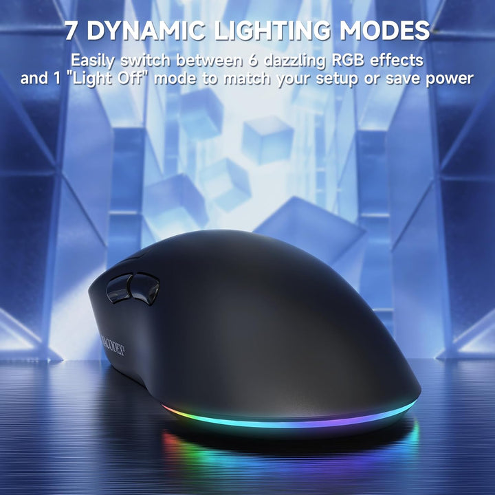 A.JAZZ NJ08 Tri-Mode Kabellose Gaming Maus, 1000Hz 70g Leicht, PC Mouse Mittel-Gross Ergonomisch, 12