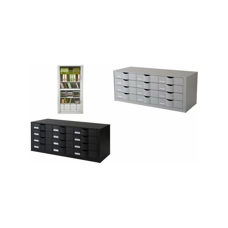 Paperflow 786684 - Schubladenmodul 12 Schubladen aufstapelbar, grau