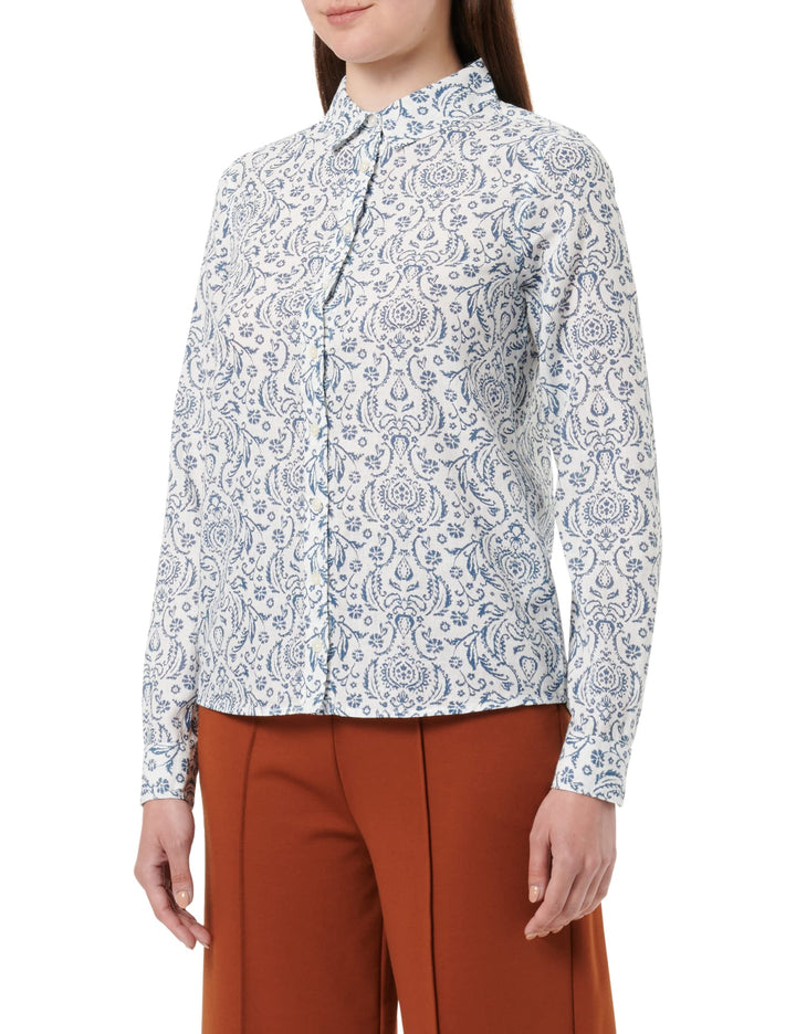 Springfield Damen Leinen Baumwolle Hemd 32 Marineblau, 32 Marineblau