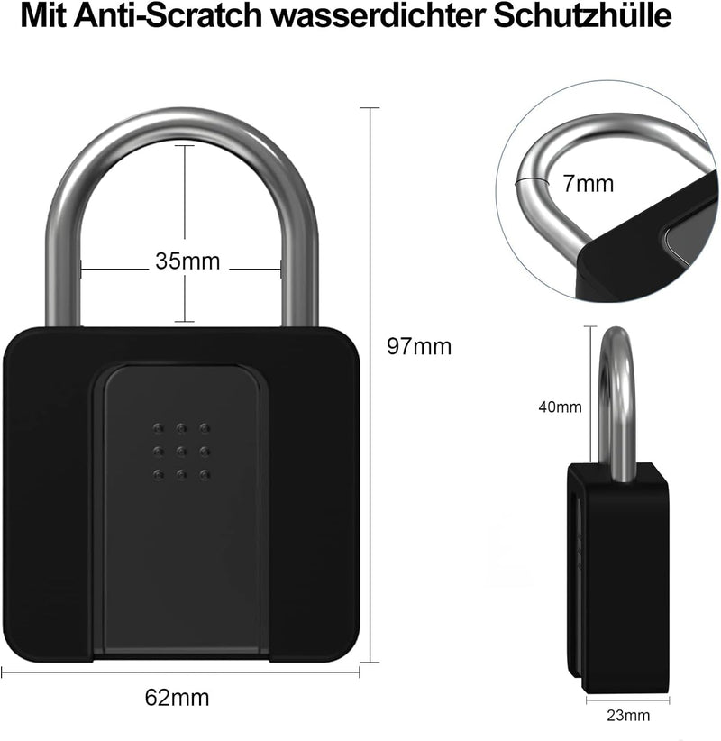 Schlüssel Vorhängeschloss mit Silikonabdeckung eLinkSmart Grosses Bluetooth Fingerabdruck Schlüssels