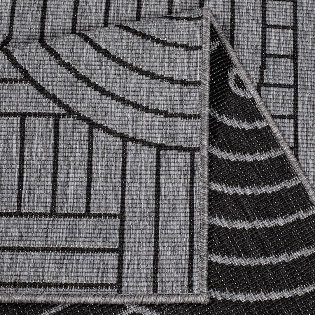 carpet city Outdoor Teppich Wetterfest 80x150 cm - Grau-Anthrazit - Wendeteppich, Beidseitiges Geome