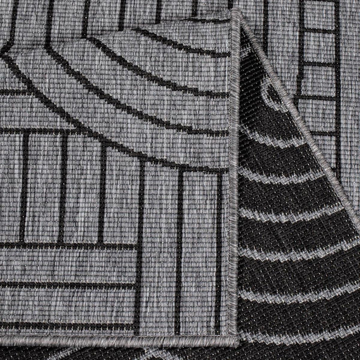 carpet city Outdoor Teppich Wetterfest 80x150 cm - Grau-Anthrazit - Wendeteppich, Beidseitiges Geome