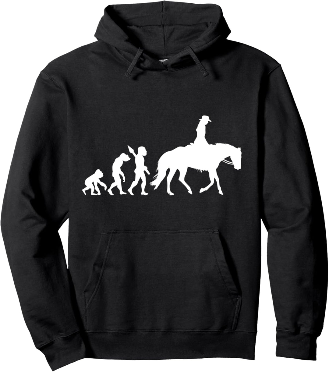 Westernreiten Westernreiterin Lustig Fun Evolution Reiterin Pullover Hoodie