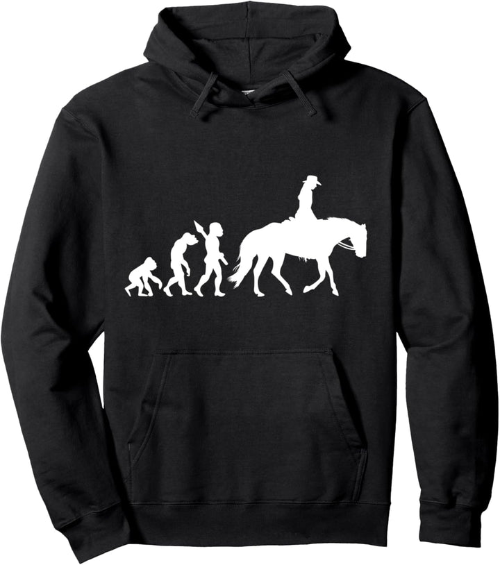Westernreiten Westernreiterin Lustig Fun Evolution Reiterin Pullover Hoodie