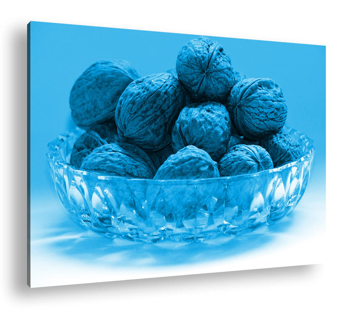 deyoli knackige Walnüsse in Schale Format 80x60 Effekt: Monocrome Blau als Leinwandbild, Motiv ferti