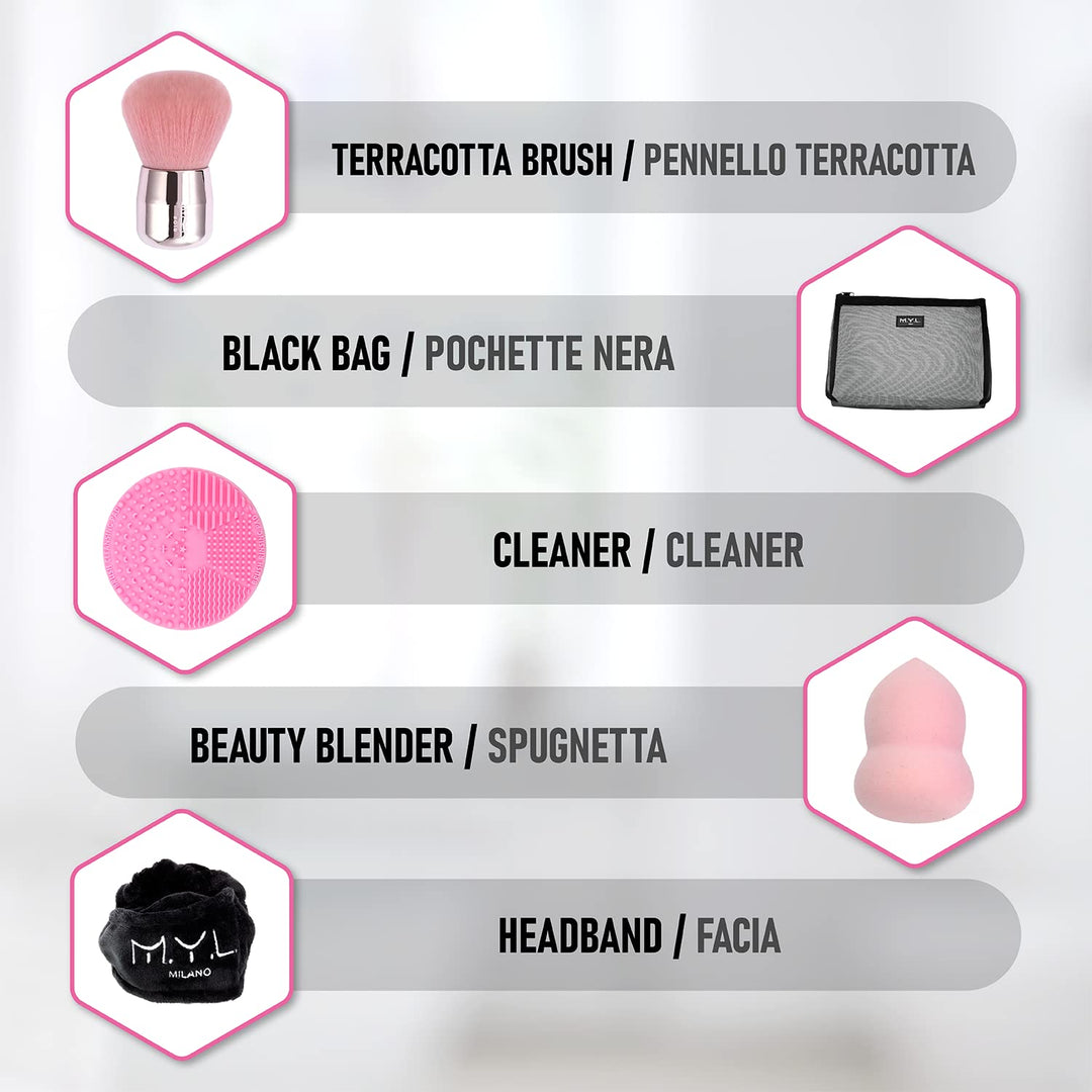 M.Y.L. Kosmetikpinsel Set| Haarband, Blender, Reiniger, Reiseetui, Pinsel | Make up Pinselset KIT 1,