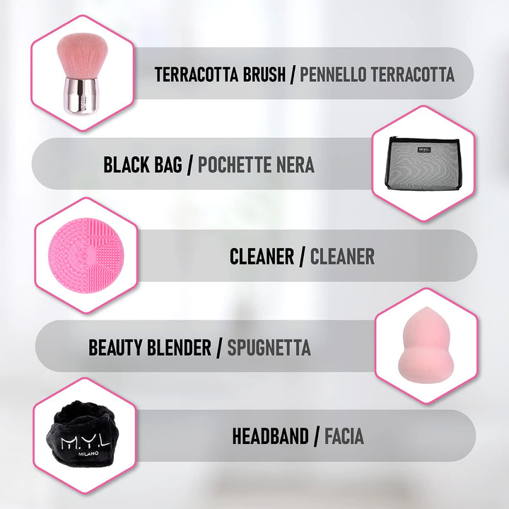 M.Y.L. Kosmetikpinsel Set| Haarband, Blender, Reiniger, Reiseetui, Pinsel | Make up Pinselset KIT 1,