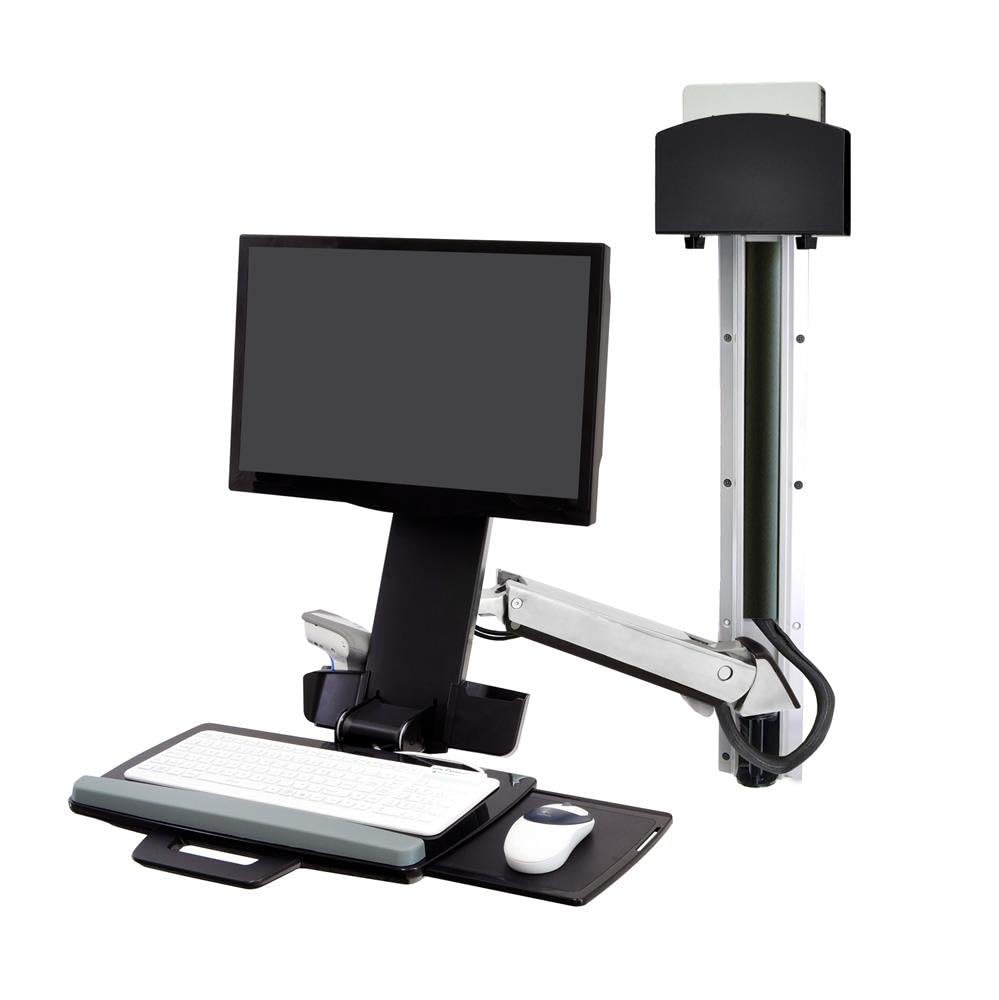 Ergotron StyleView Sit-Stand Combo System mit Ablageflaeche Wandmontage LCD bis 61cm 24Zoll bis 13,2