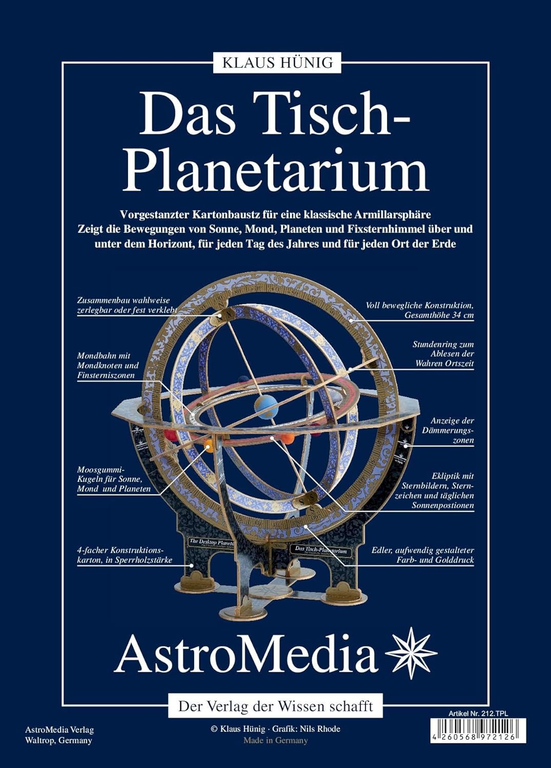 AstroMedia Das Tischplanetarium Vorgestanzter Kartonbausatz für eine Klassische Armillarsphäre