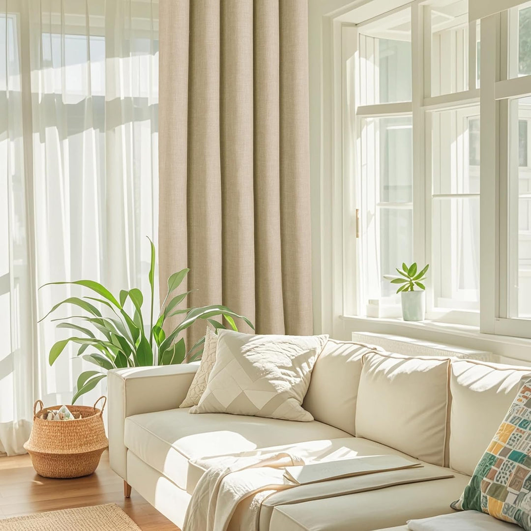 always4u Vorhang Blickdicht 100% mit Ösen, Elegente Gardinen Wohnzimmer Modern Abdunkelnde Vorhänge