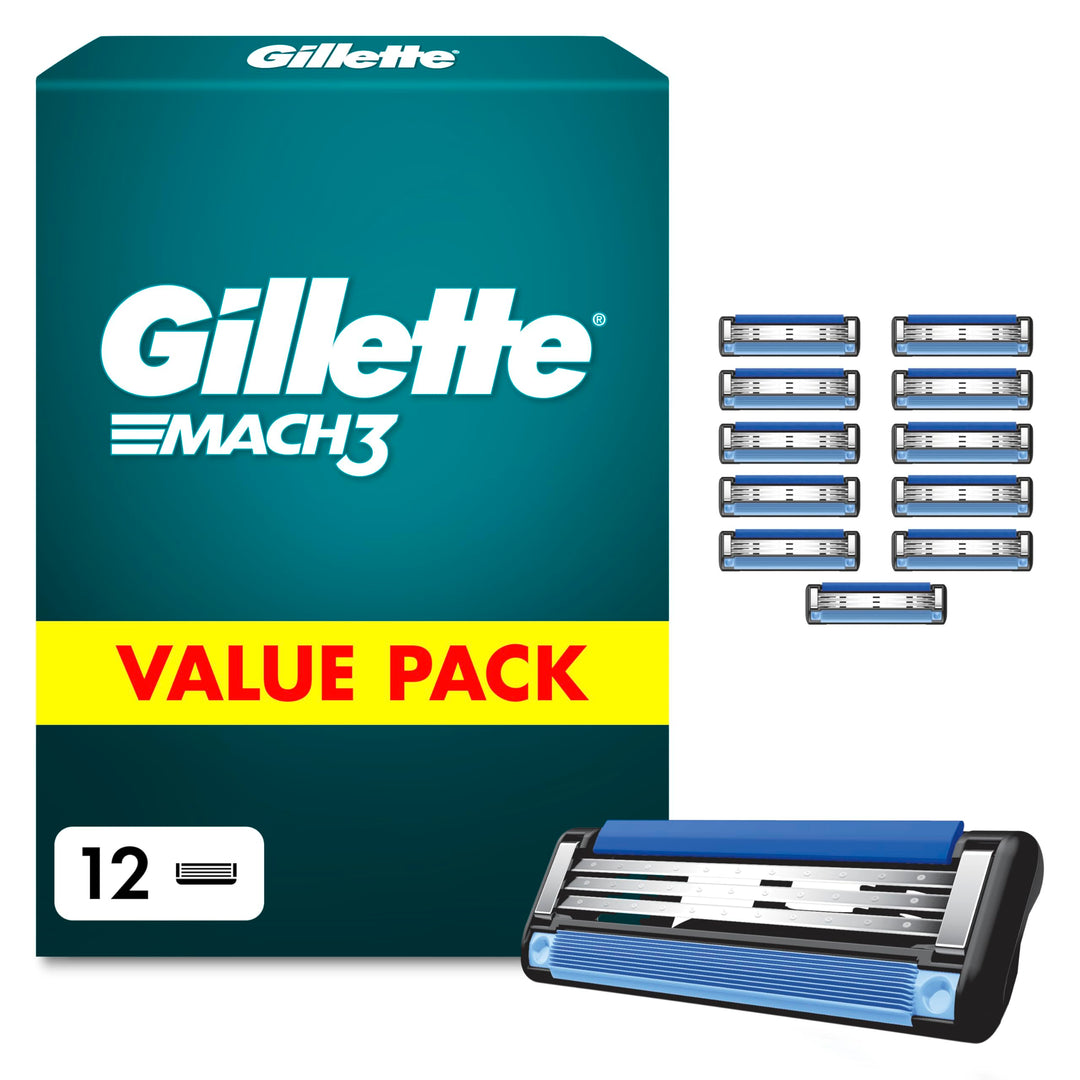 Gillette Mach3 Rasierklingen für Männer, 12 Original Gillette Ersatzklingen, Klingen für Herren mit