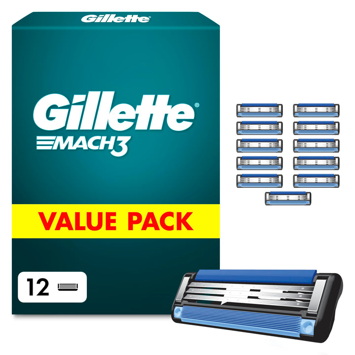 Gillette Mach3 Rasierklingen für Männer, 12 Original Gillette Ersatzklingen, Klingen für Herren mit