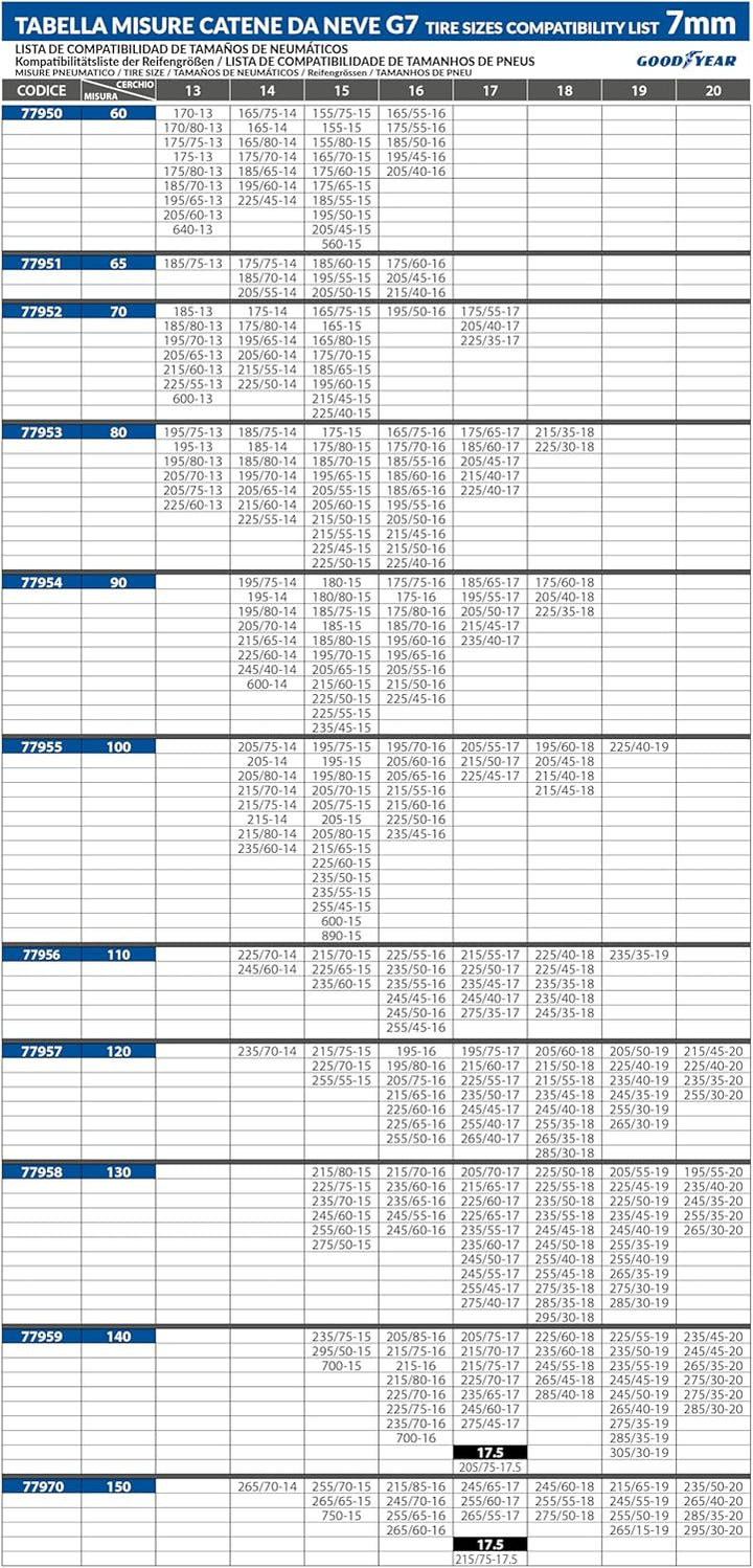 Goodyear 77954 Schneeketten 7 mm für auto, Grösse 090, Grösse 090