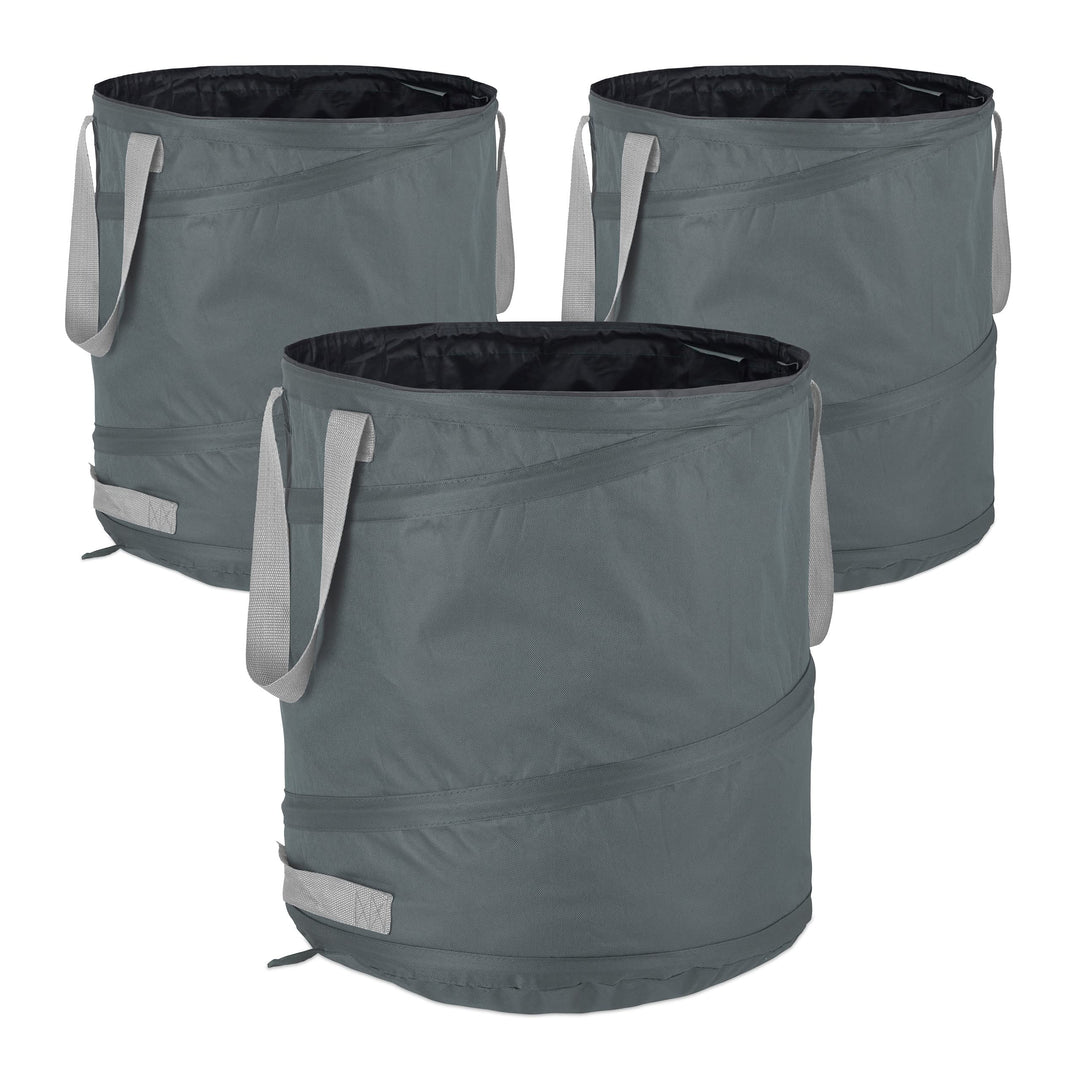 Relaxdays Laubsack, selbstaufstellend, 3er Set, 85 L, Pop Up Gartensack, mit 3 Griffen, UV-beständig