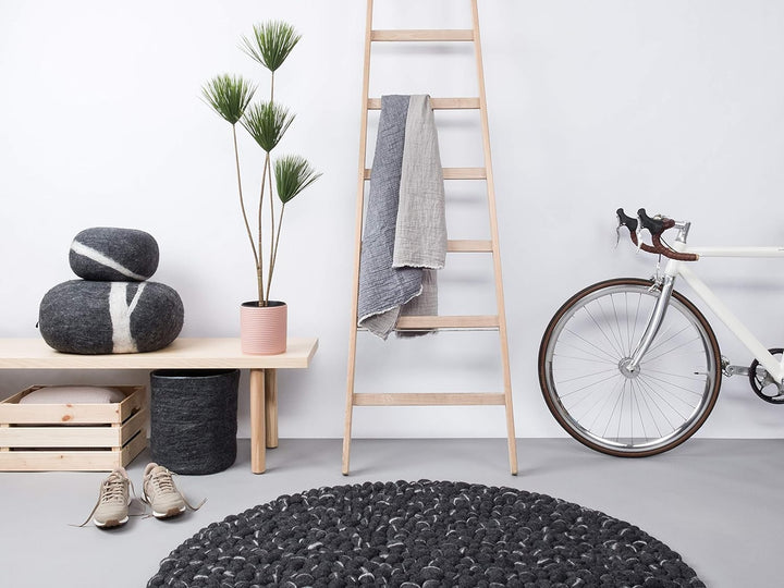 myfelt Kurt Filzkugelteppich — Ø 70 cm, ideal für Schlaf-, Wohn-, Kinderzimmer, Flur & Bad 70cm Ø An
