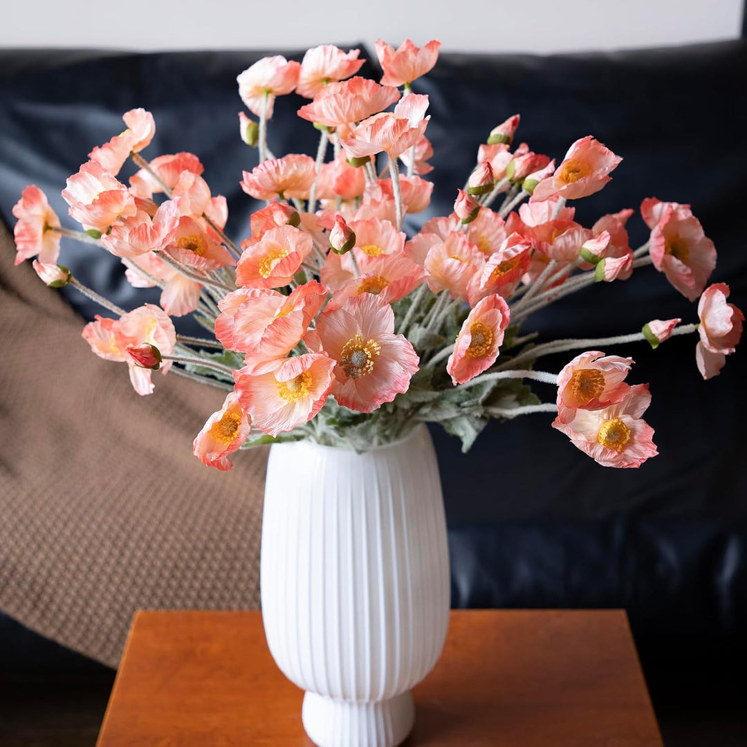 DUYONE Künstliche Blumen mit 6 Stielen, Mohnblumenstrauss, Seide, für Hochzeit, Zuhause, Party-Dekor