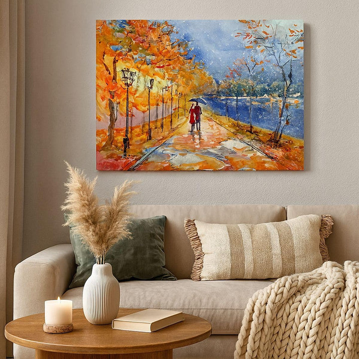 Bilder auf Leinwand 100x70cm Leinwandbild mit Rahmen Park Paar Baum Gross Wanddeko Bild Schlafzimmer
