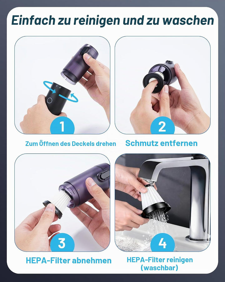 Akku-Autostaubsauger, 4 in 1 Handstaubsauger mit Staubsaugen | Aufblasen | Entleeren | Blasen, Zweis