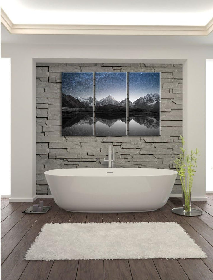 Pixxprint Sternenhimmel über dem Gebirge als Leinwandbild/Grösse: 3 Teilig (120x80) / Wandbild/Kunst