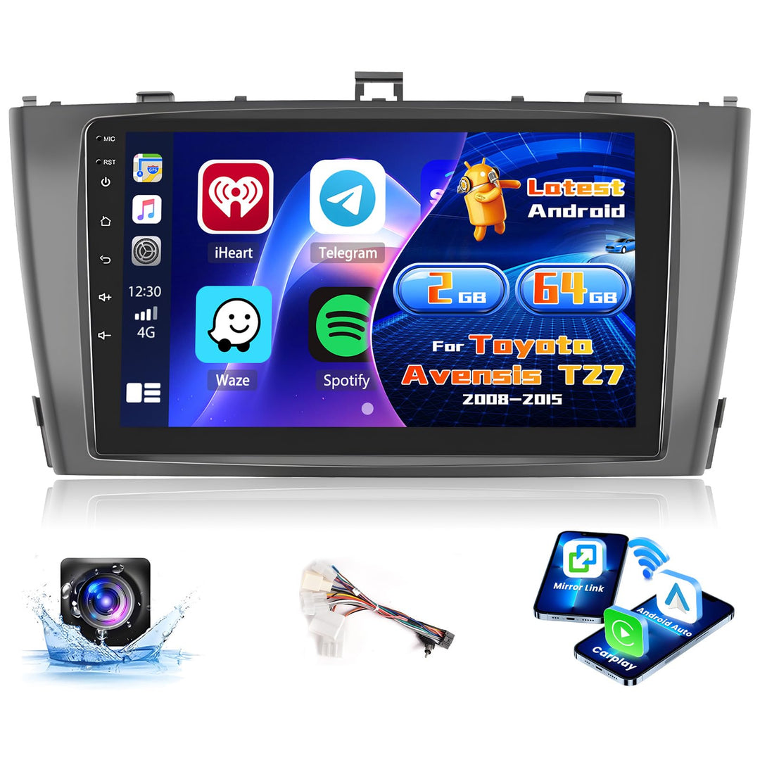 Radio für Toyota Avensis T27 2008-2015 Android 15 2+64G mit Wireless CarPlay Android Auto, 9 Zoll Bi