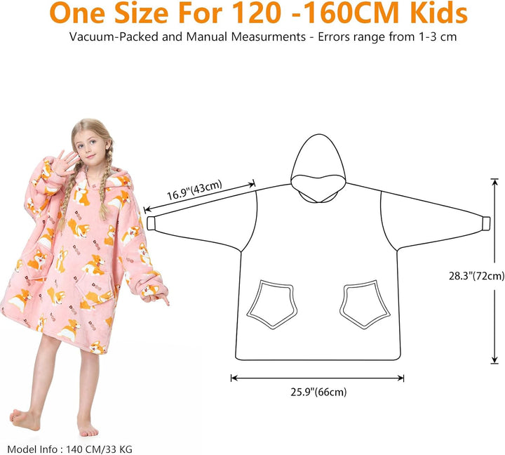 Mokani ÜBergrossE Hoodie Decke Kinder mit äRmel Tragbare Kapuzenpullover, Super Weich Warmes Bequeme
