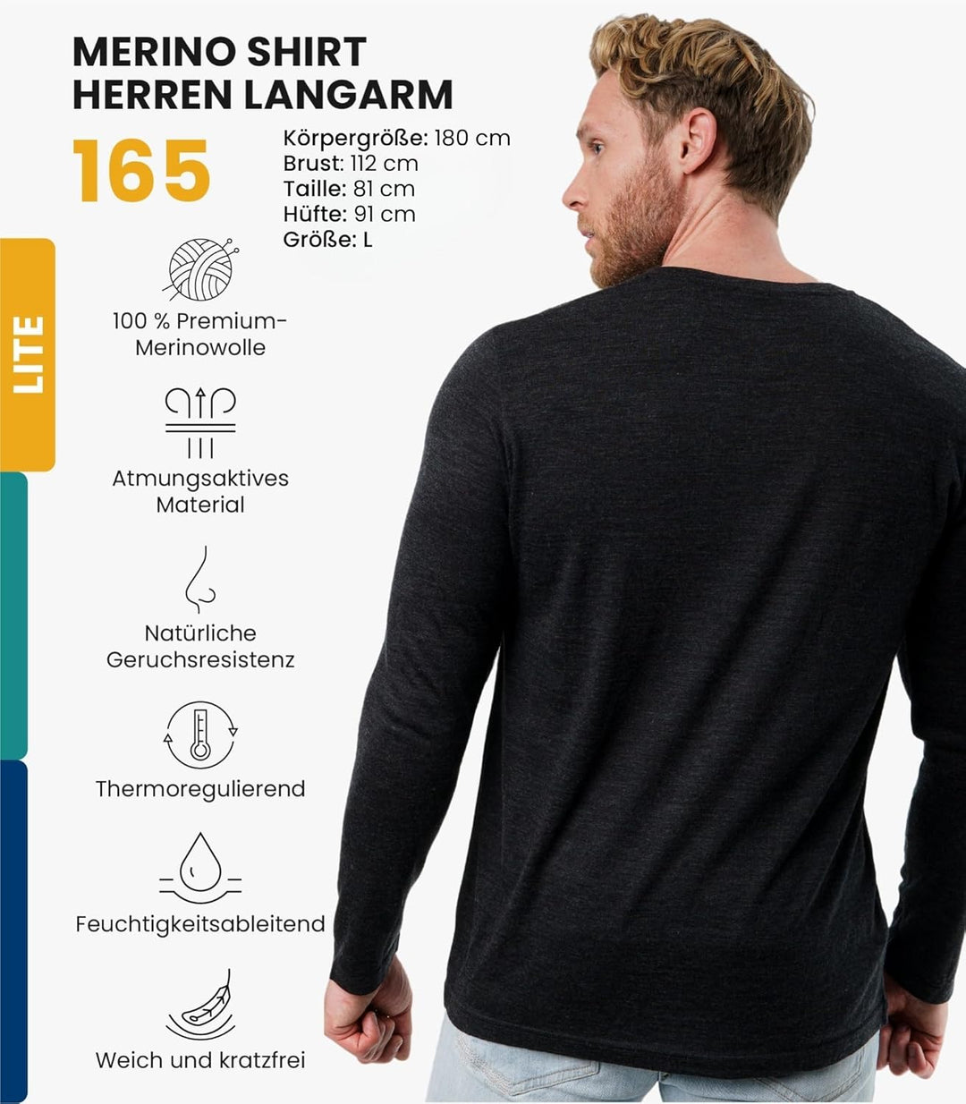 100% Merino Unterwäsche Herren - Merino Langarmshirt Herren Atmungsaktiv Und Feuchtigkeitsableitend