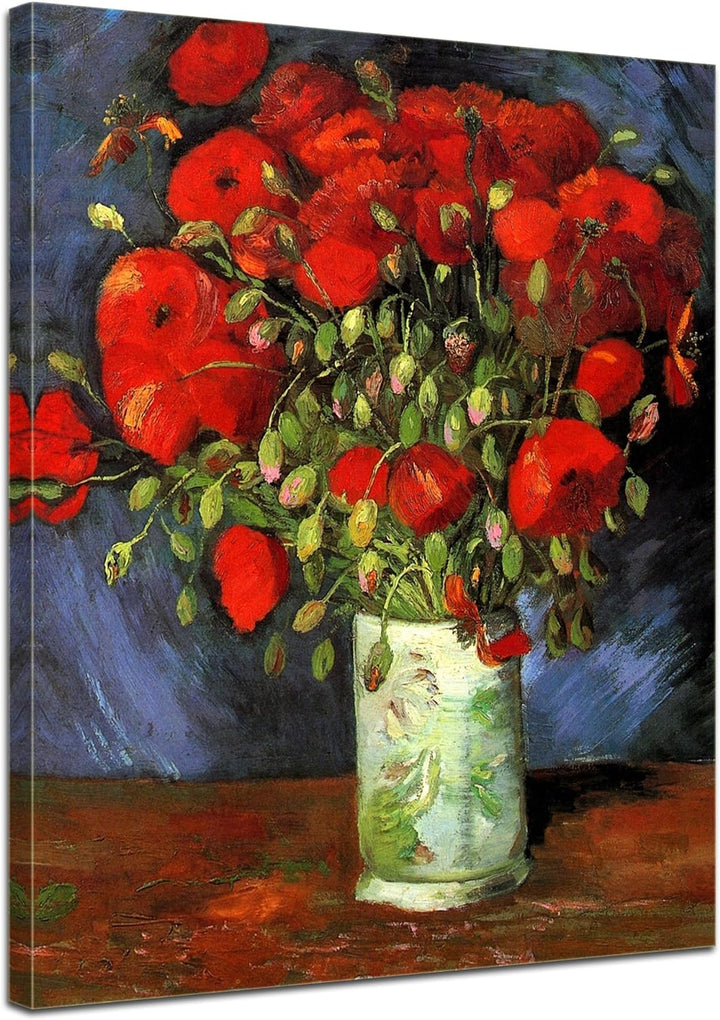 Bilderdepot24 Bild auf Leinwand | Vincent van Gogh - Vase mit roten Mohnblumen in 60x80 cm als Wandb