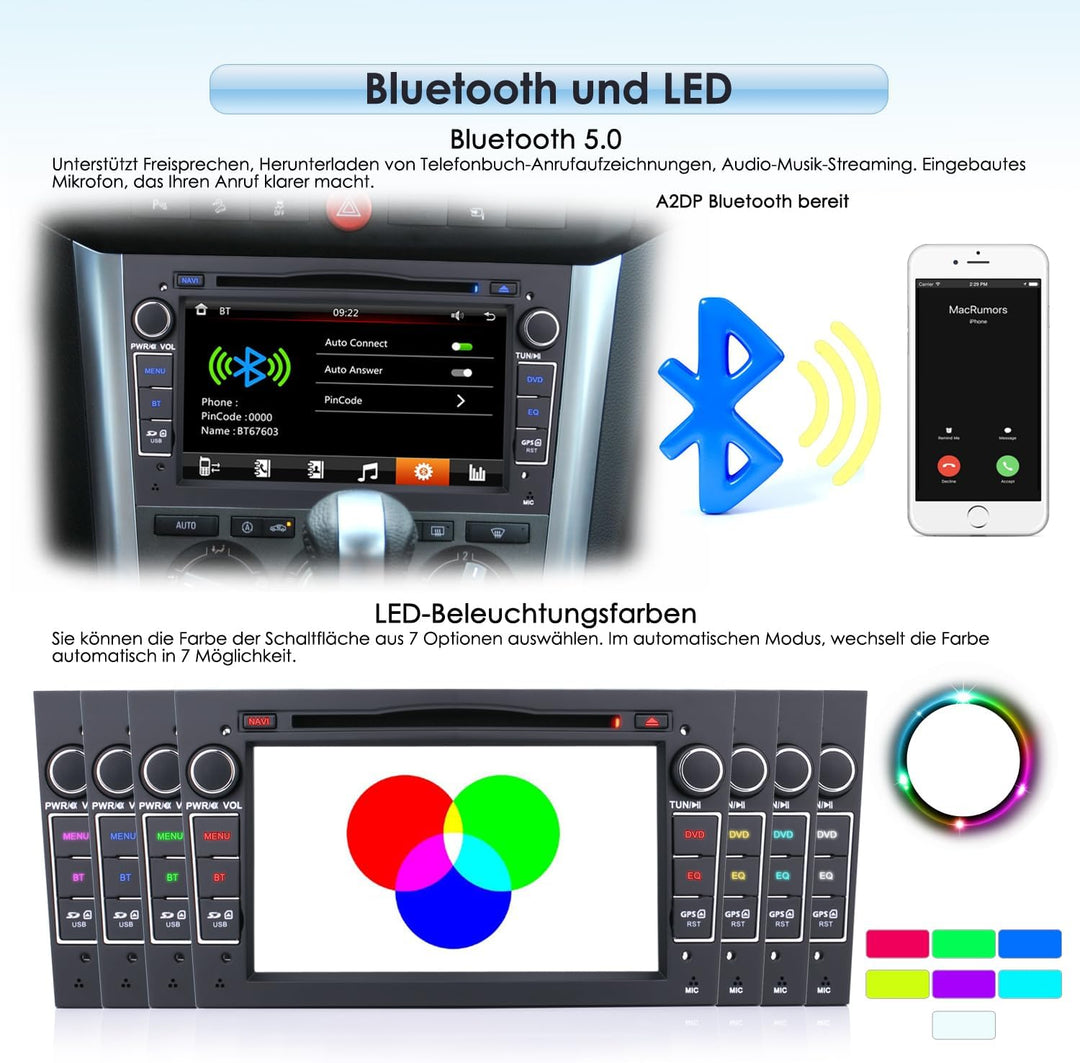 7 Zoll 2 Din Autolink Autoradio DVD CD Player GPS Navigation FM AM Radio Bluetooth USB SD Für Opel A
