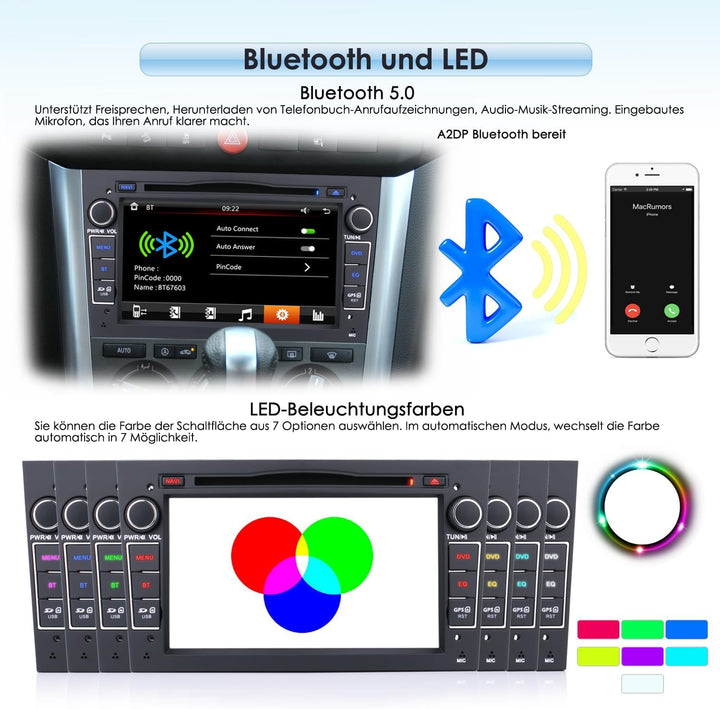 7 Zoll 2 Din Autolink Autoradio DVD CD Player GPS Navigation FM AM Radio Bluetooth USB SD Für Opel A