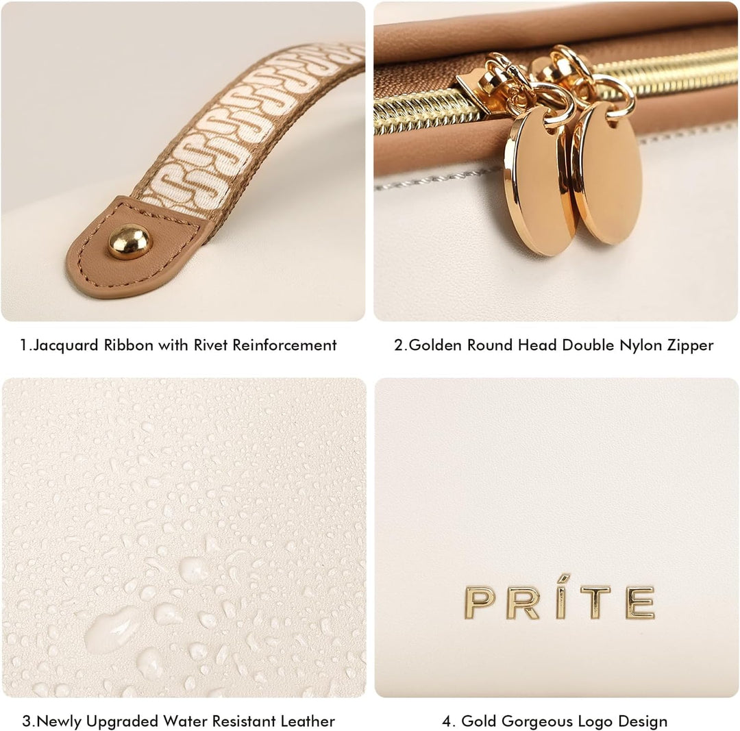 Prite Grosse Kapazität Kosmetiktasche Tragbare Reise Make Up Tasche wasserdichte PU-Leder Schminktas