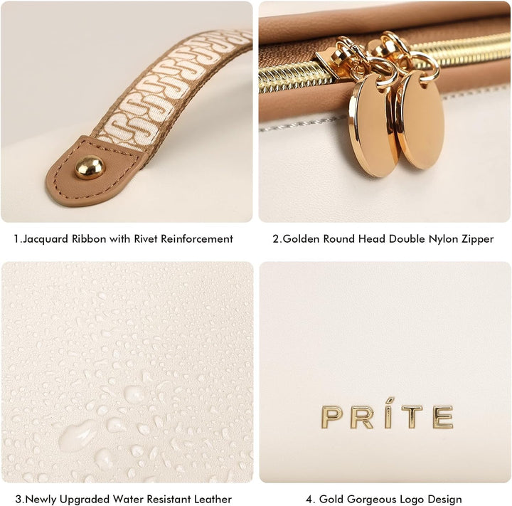 Prite Grosse Kapazität Kosmetiktasche Tragbare Reise Make Up Tasche wasserdichte PU-Leder Schminktas