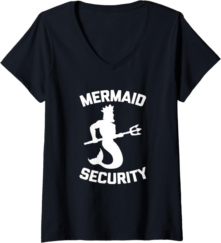 Damen Meerjungfrau Security T-Shirt Lustig Spruch sarkastisch Neuheit Cool T-Shirt mit V-Ausschnitt
