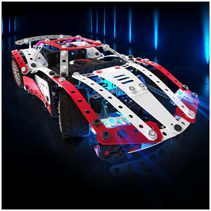 Meccano 25-in-1 Motorized Supercar STEM Model Building Kit with 347 Parts, Real Tools and Working Li