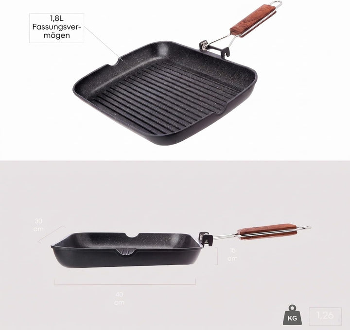 Wecook! Ecochef - Aluminium Non Stick Grill Pan - 34 X 24 cm, 34 X 24 cm