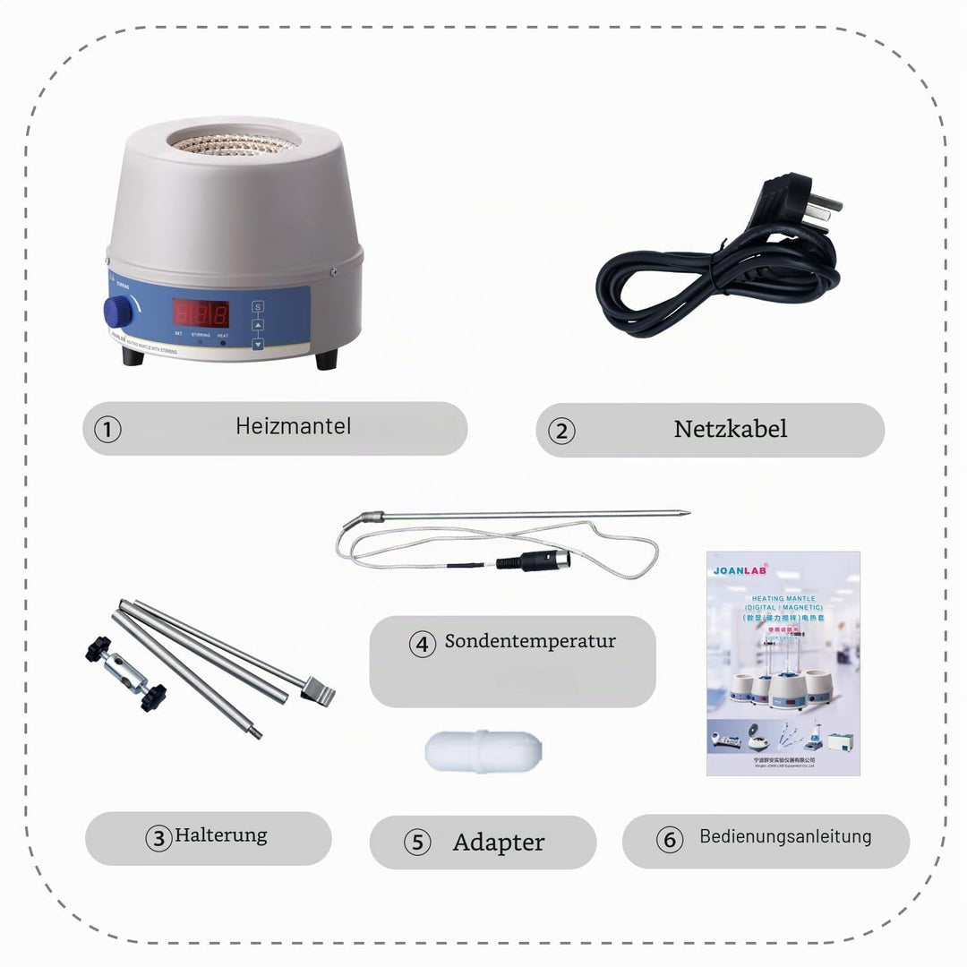 JOANLAB Labor Heizmantel 1000ml Elektrischer Laborheizungsmantel mit Magnetrührer, digitale Temperat